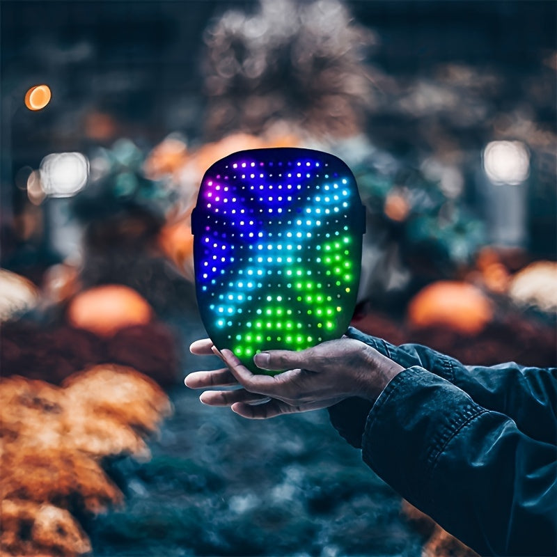 Universal LED Glittering Mask with Gesture-sensing Image Change, Suitable for Christmas, Halloween, Easter, Dance Parties, Music Festivals, Carnivals, Bar DJ Decoration Role-play, Perfect Gift for Giving