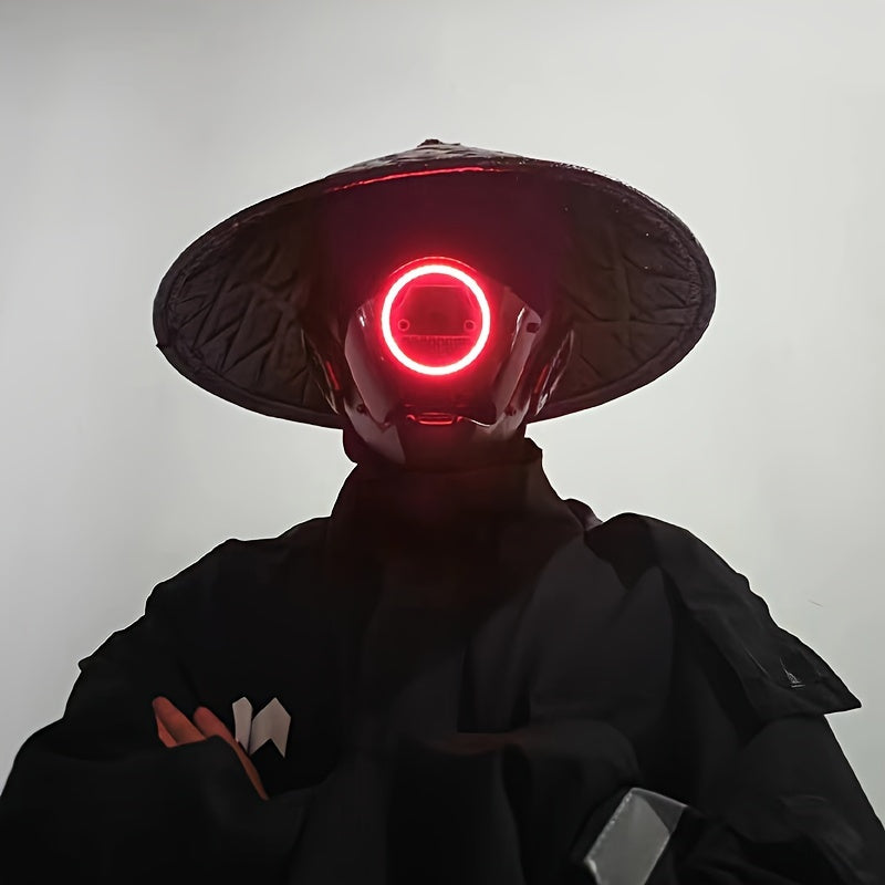 1pc LED Light-Up Cyberpunk Face Mask, Mechanical Sci-Fi Gear Accessory for Cosplay, Halloween, Fit Party, Music Festival