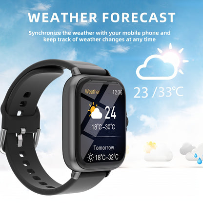 1.83'' Full-Touch Display Waterproof Smartwatch - Fitness Tracker with Message, Call, Sleep Monitoring, Pedometer, Alerts for iPhone/Android Phones - Perfect Gift for Women, Men, Friends, and Family