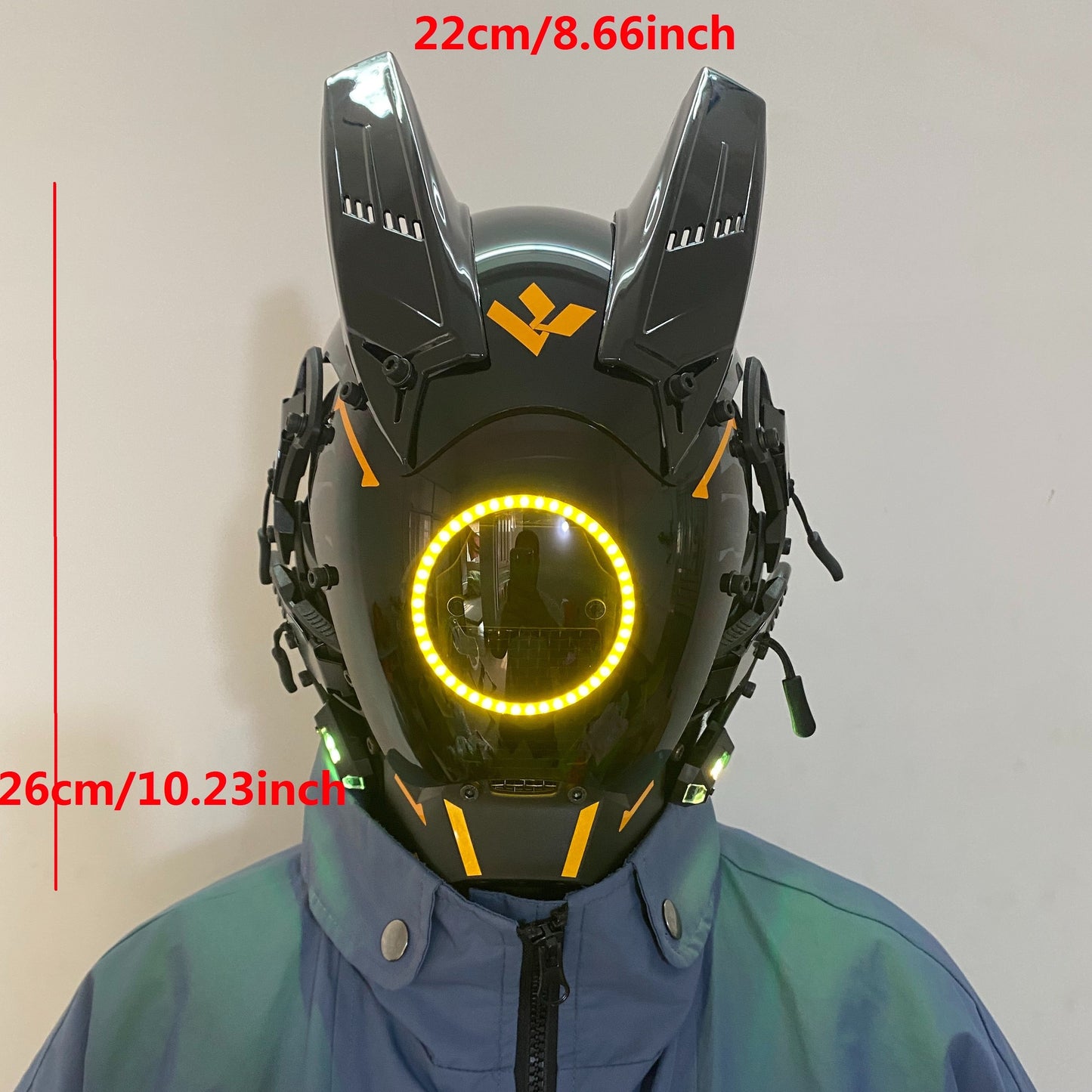 Men's Punk Cosplay Mask with Round Light and Braids - Halloween Party Music Festival Accessories for Cosplay Enthusiasts - Unique Costume Ideas for Men