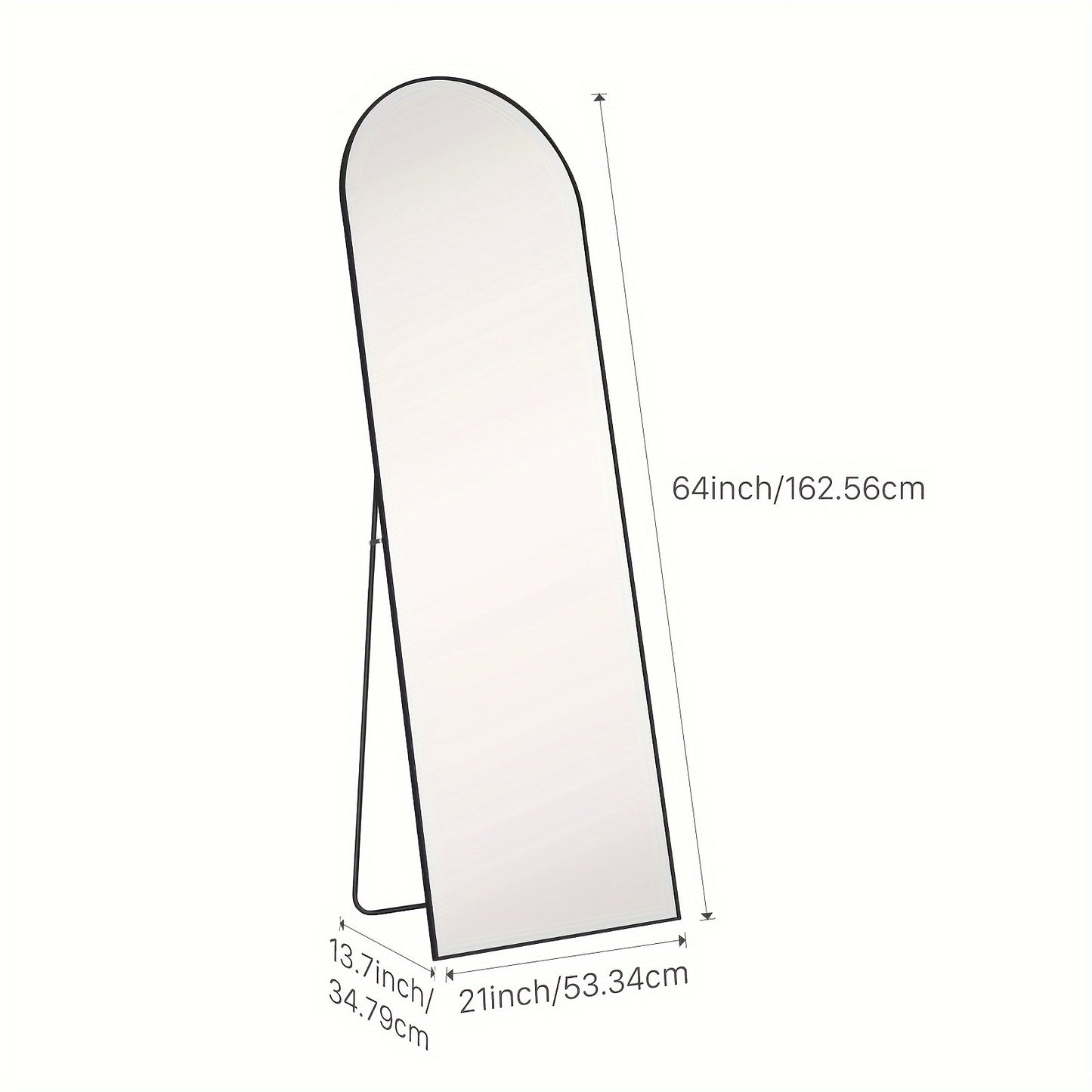 Full Length Mirror with Stand, Floor Mirror with Aluminum Alloy Frame for Bedroom, Standing Full Body Mirror with Shatter-Proof Nano Glass for Wall, Living Room, Cloakroom