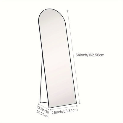 Full Length Mirror with Stand, Floor Mirror with Aluminum Alloy Frame for Bedroom, Standing Full Body Mirror with Shatter-Proof Nano Glass for Wall, Living Room, Cloakroom