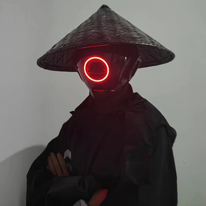 1pc LED Light-Up Cyberpunk Face Mask, Mechanical Sci-Fi Gear Accessory for Cosplay, Halloween, Fit Party, Music Festival