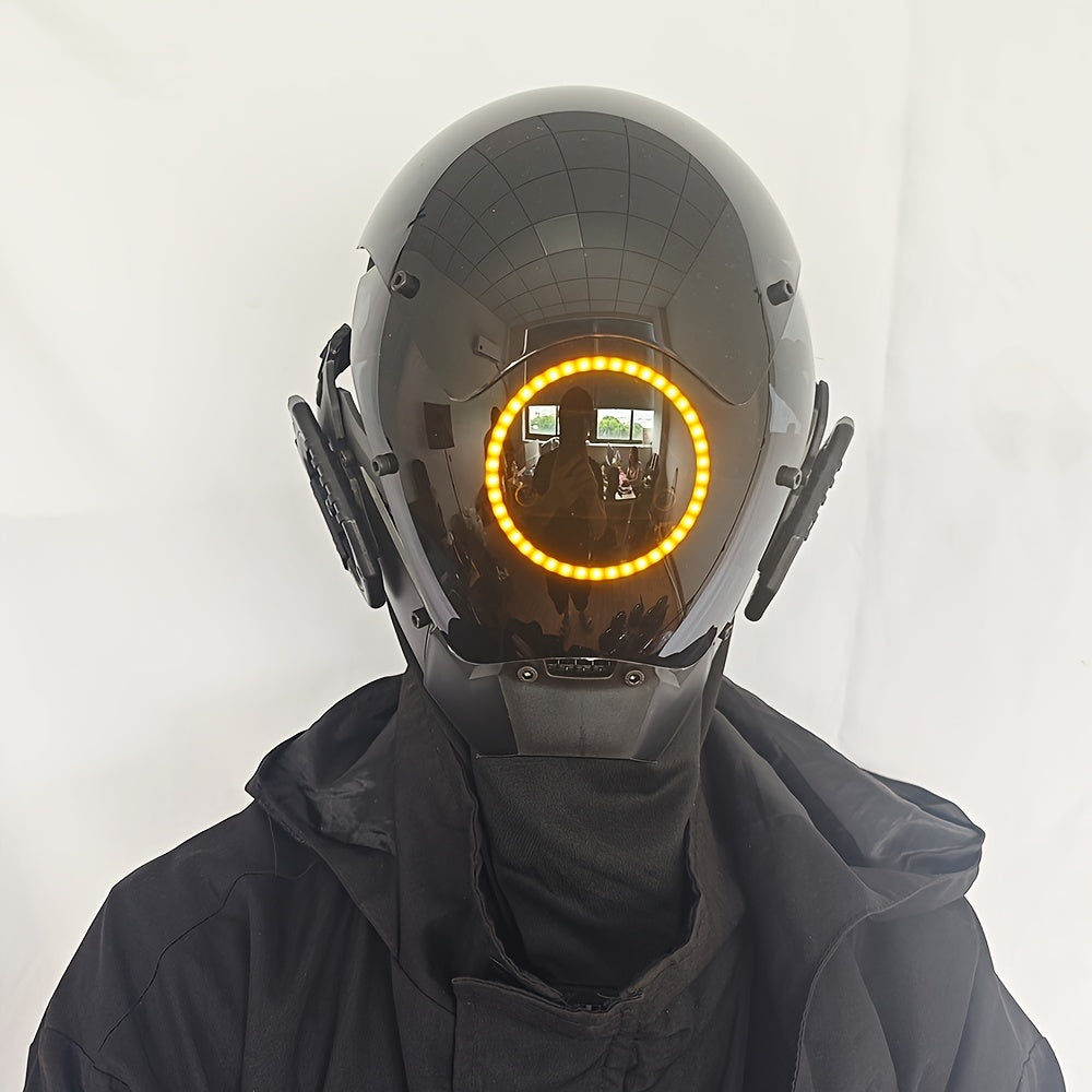 1pc LED Light-Up Cyberpunk Face Mask, Mechanical Sci-Fi Gear Accessory for Cosplay, Halloween, Fit Party, Music Festival