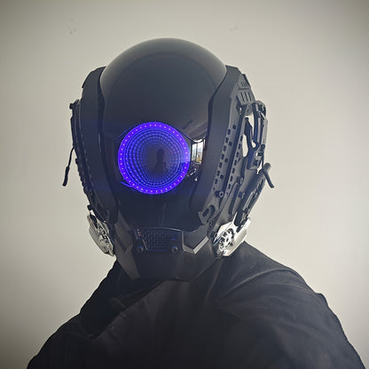 Illuminated Cyberpunk Infinity Mask - LED Lights, Futuristic Design, Halloween Costume Prop, Music Festival Accessory, Adult Cosplay Party Mask with Adjustable Strap