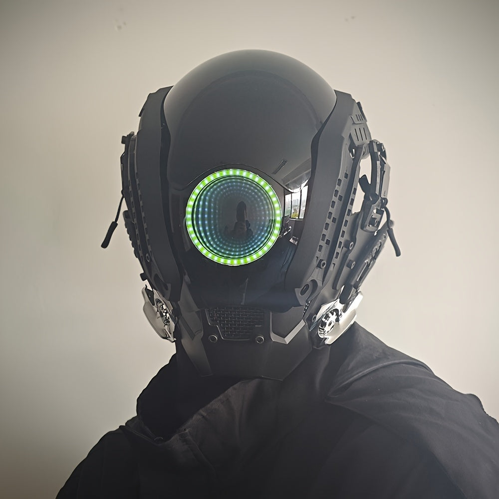 Illuminated Cyberpunk Infinity Mask - LED Lights, Futuristic Design, Halloween Costume Prop, Music Festival Accessory, Adult Cosplay Party Mask with Adjustable Strap