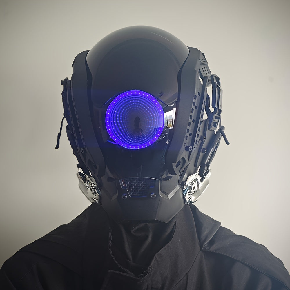 Illuminated Cyberpunk Infinity Mask - LED Lights, Futuristic Design, Halloween Costume Prop, Music Festival Accessory, Adult Cosplay Party Mask with Adjustable Strap