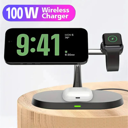 3 in 1 Wireless Charger Stand Magnetic For iPhone 12 13 14 15 16 Fast Charging Station for Apple Watch 9 8 7 6 5 Airpods 2 3 Pro