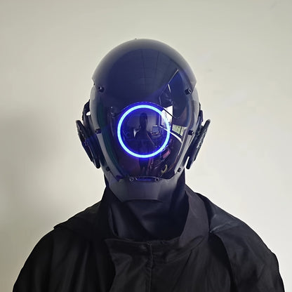 1pc LED Light-Up Cyberpunk Face Mask, Mechanical Sci-Fi Gear Accessory for Cosplay, Halloween, Fit Party, Music Festival