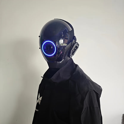 1pc LED Light-Up Cyberpunk Face Mask, Mechanical Sci-Fi Gear Accessory for Cosplay, Halloween, Fit Party, Music Festival