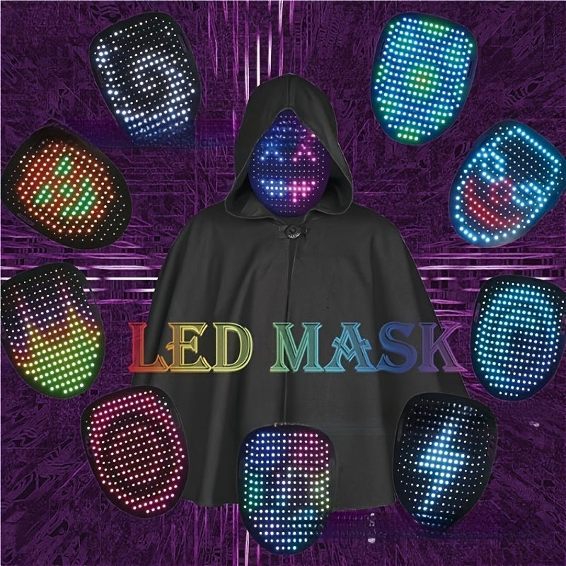 Universal LED Glittering Mask with Gesture-sensing Image Change, Suitable for Christmas, Halloween, Easter, Dance Parties, Music Festivals, Carnivals, Bar DJ Decoration Role-play, Perfect Gift for Giving