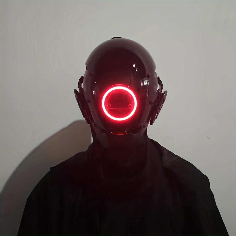 1pc LED Light-Up Cyberpunk Face Mask, Mechanical Sci-Fi Gear Accessory for Cosplay, Halloween, Fit Party, Music Festival